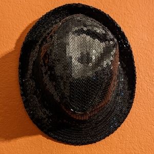Black sequin fedora hat